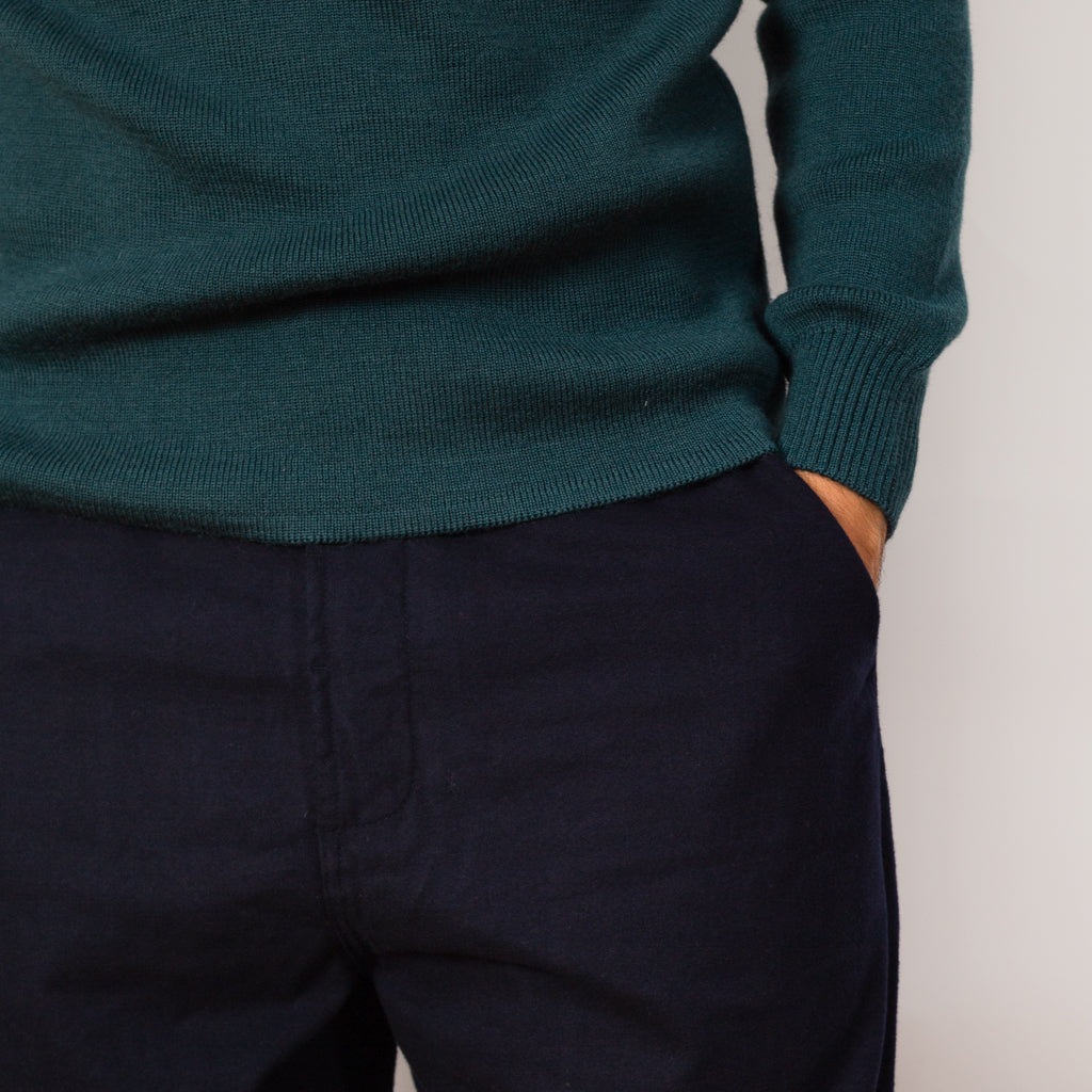 Brushed Moleskin Military Chino - Navy