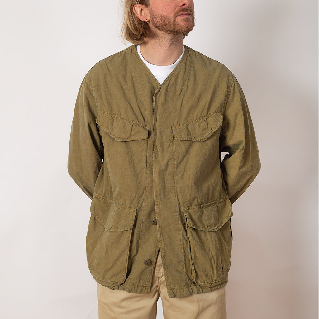 Collarless Fatigue Jacket - Beige | Sage De Cret | Peggs & Son.