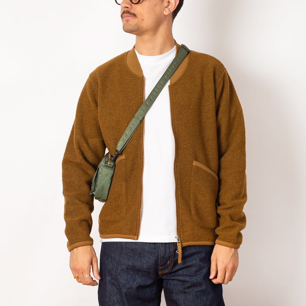 Wool Fleece Zip Bomber - Mustard