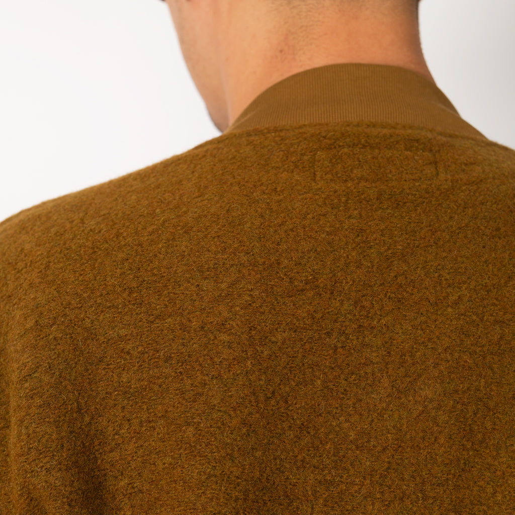 Wool Fleece Zip Bomber - Mustard