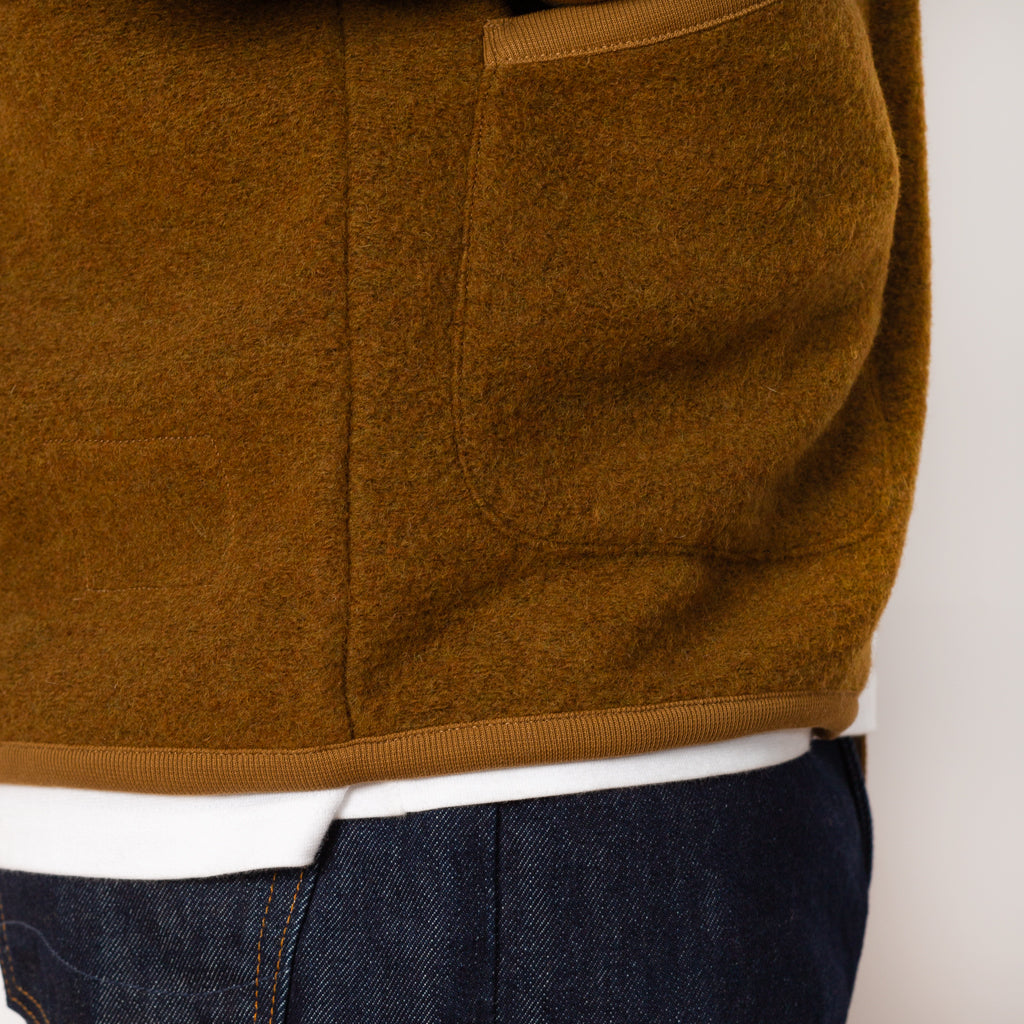 Wool Fleece Zip Bomber - Mustard