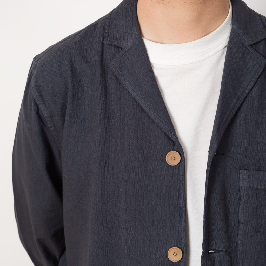 Wide Fit Blazer - Soft Navy Herringbone