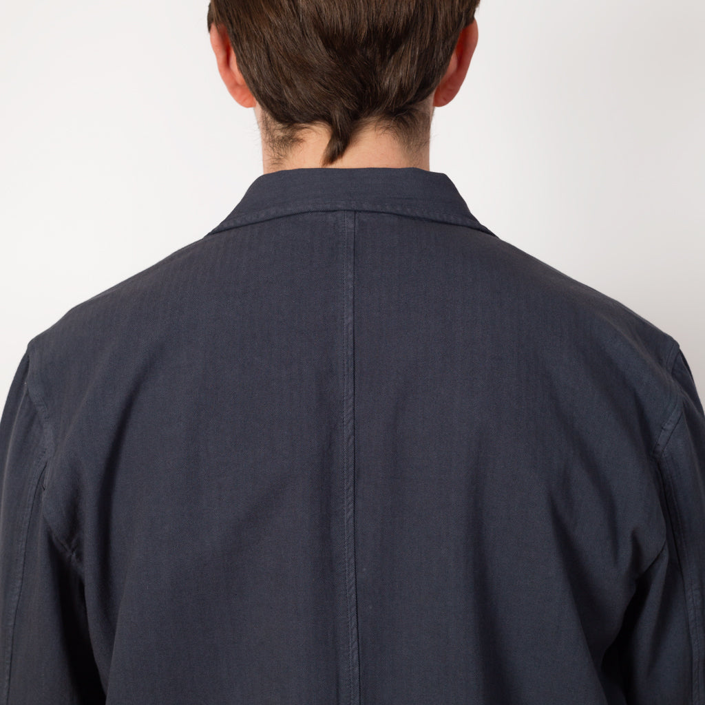 Wide Fit Blazer - Soft Navy Herringbone