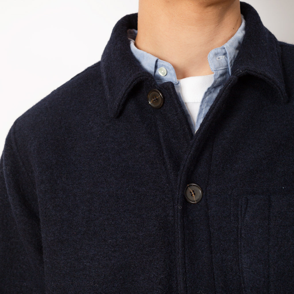 Wool Fleece Field Jacket - Navy