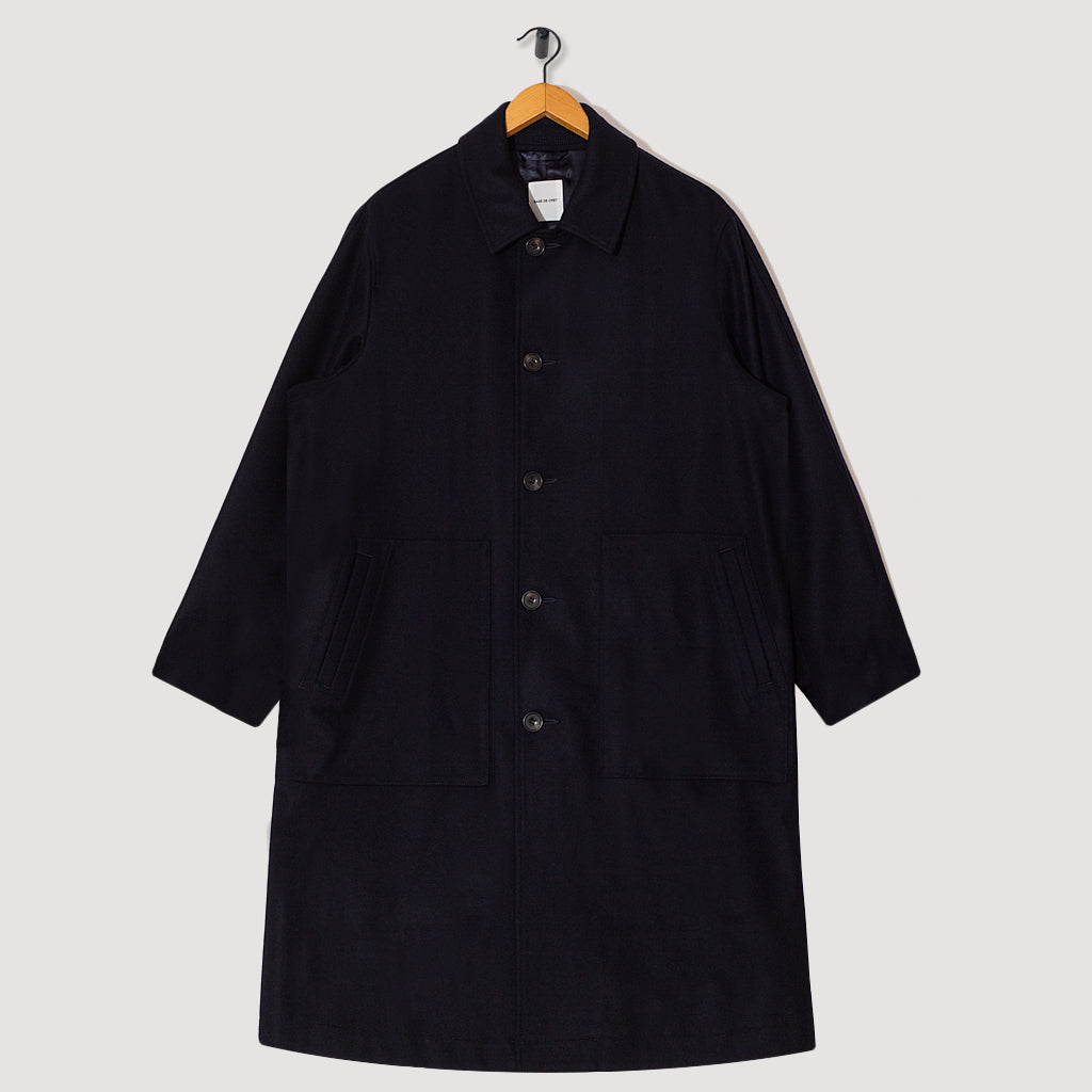 Melton Balmacaan Coat - Navy