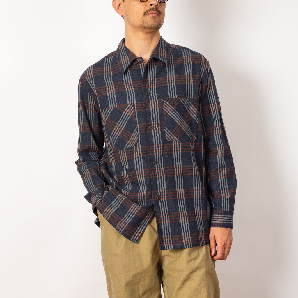 Open Collar Shirt - Navy