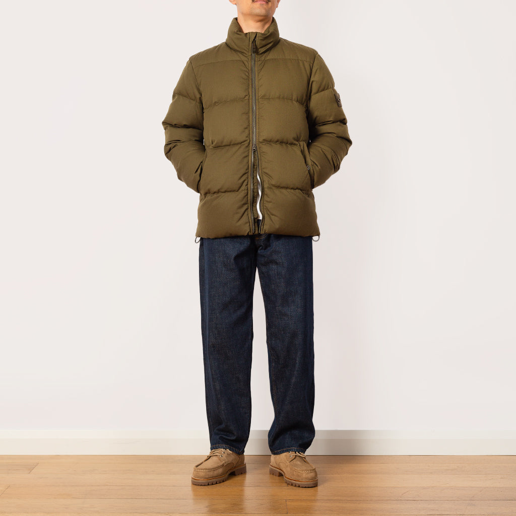 Twill Wool Down Puffa - Military Olive