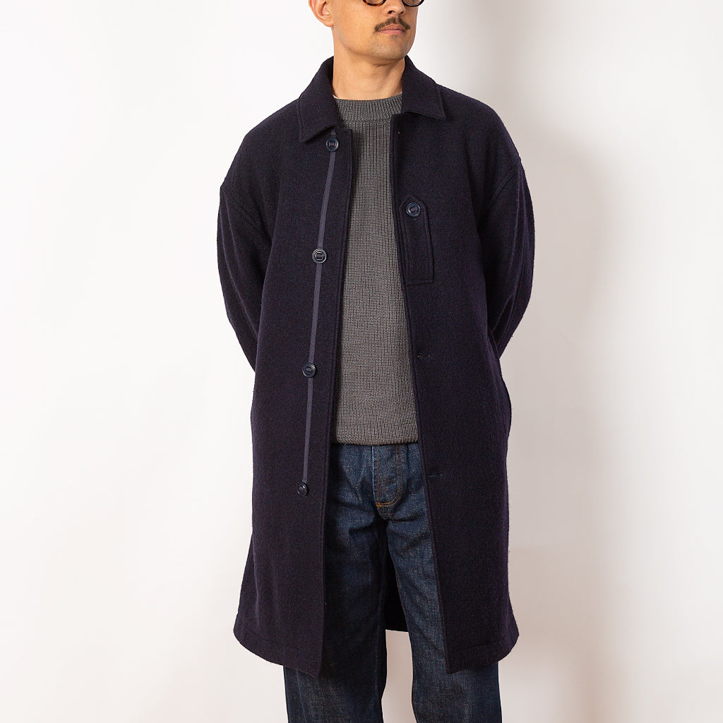 Black boiled wool coat hotsell