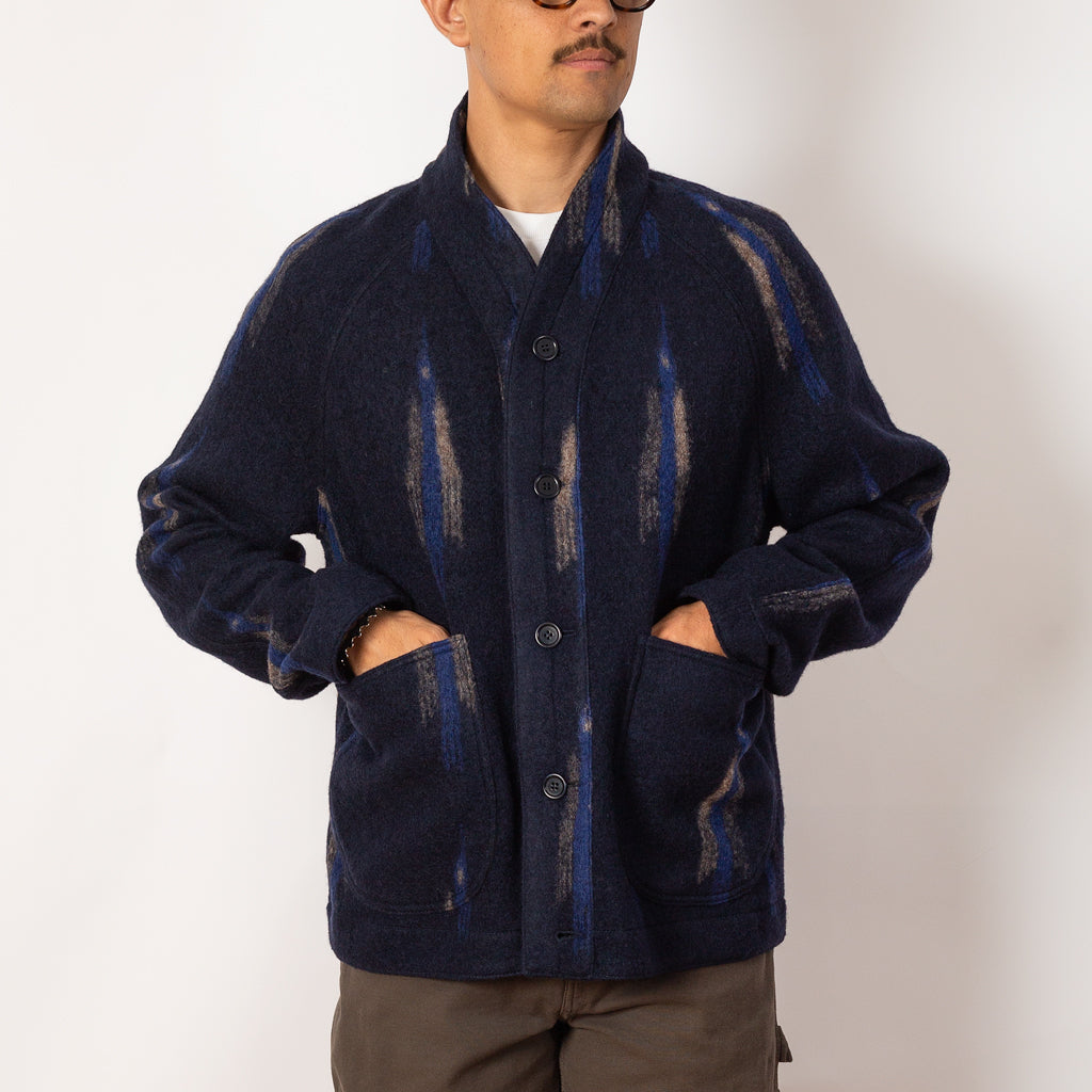 Erkin Jacket Felted Wool Abstra T Bird - Navy