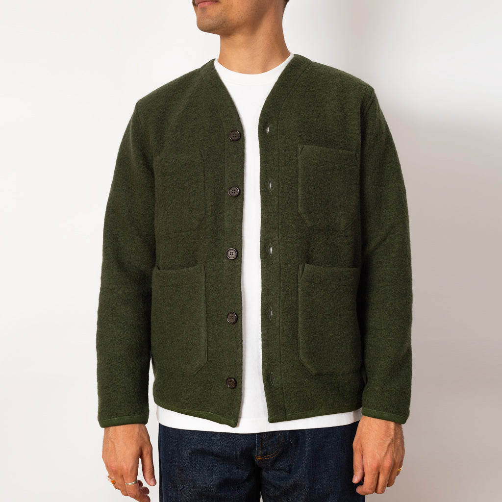 Wool Fleece Cardigan - Olive