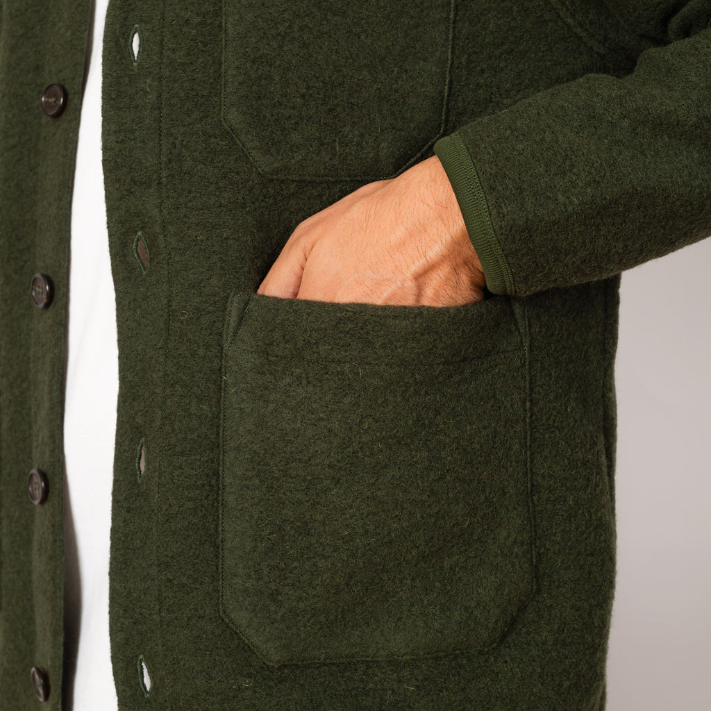 Wool Fleece Cardigan - Olive