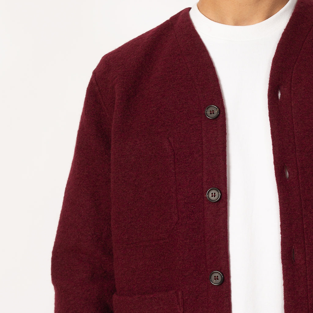 Wool Fleece Cardigan - Deep Red