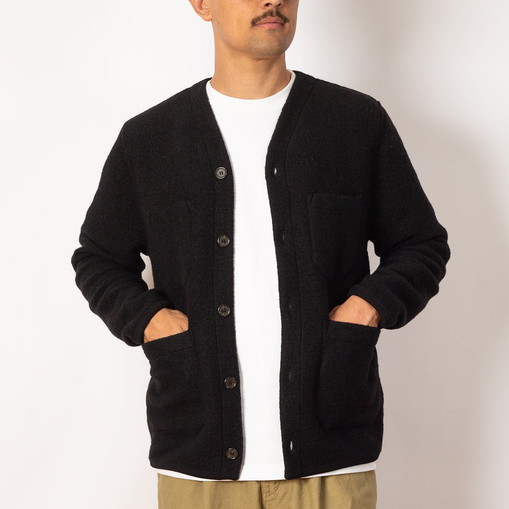 Wool Fleece Cardigan - Black