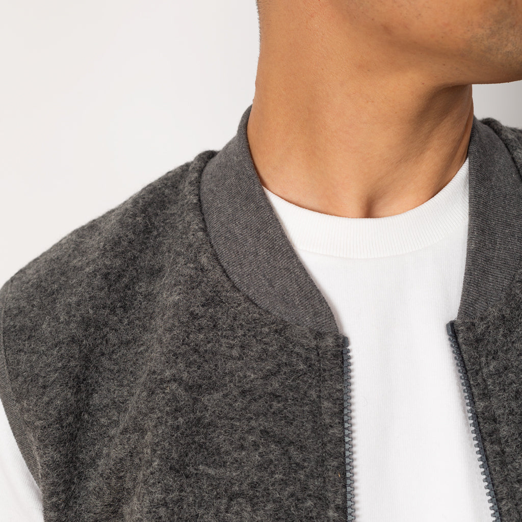 Wool Fleece Zip Waistcoat - Grey Marl