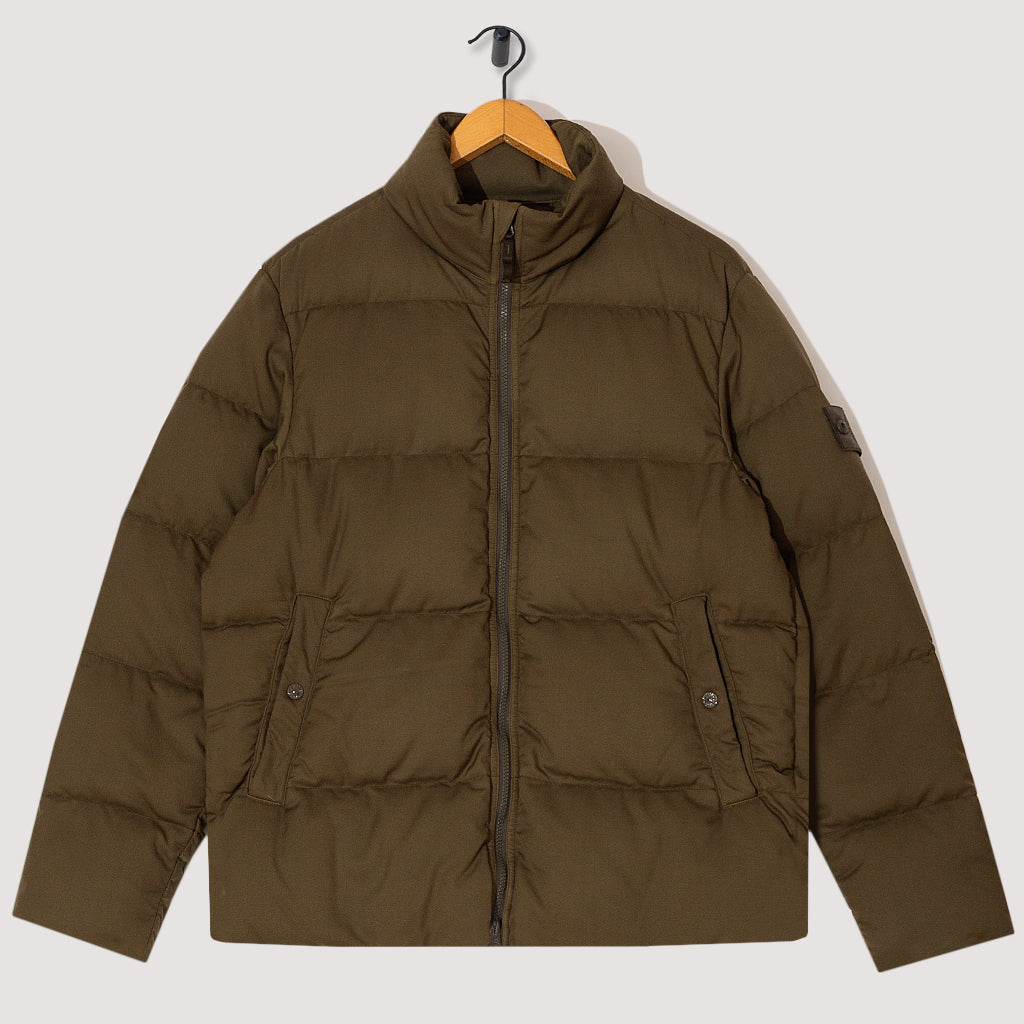 Twill Wool Down Puffa - Military Olive