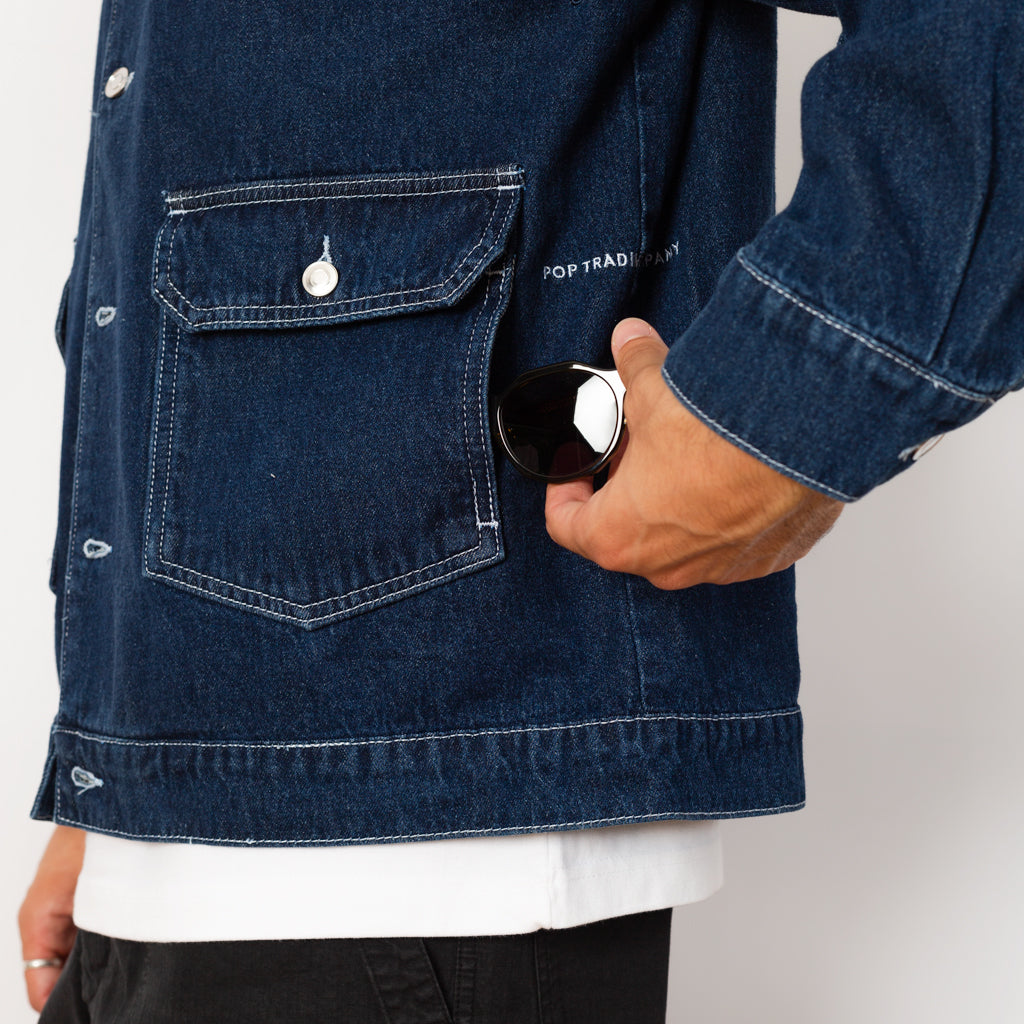 Full Button Denim Jacket - Rinsed Denim