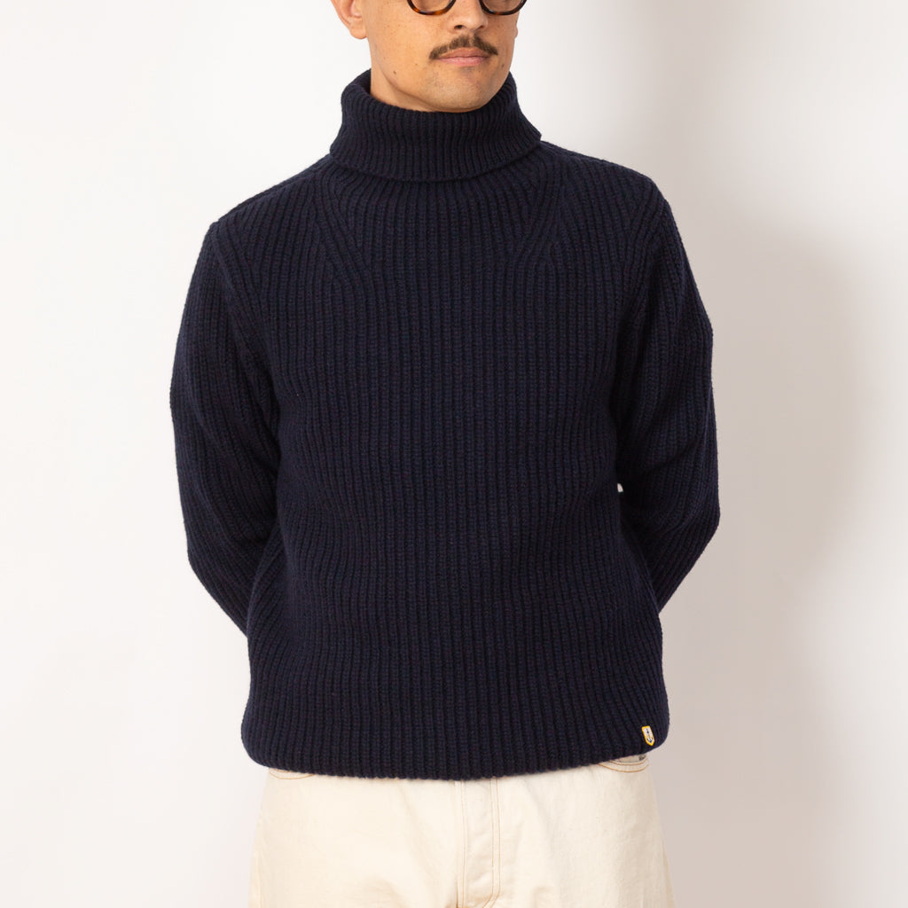 High Neck Heritage Sweater - Navy