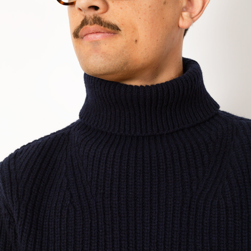 High Neck Heritage Sweater - Navy