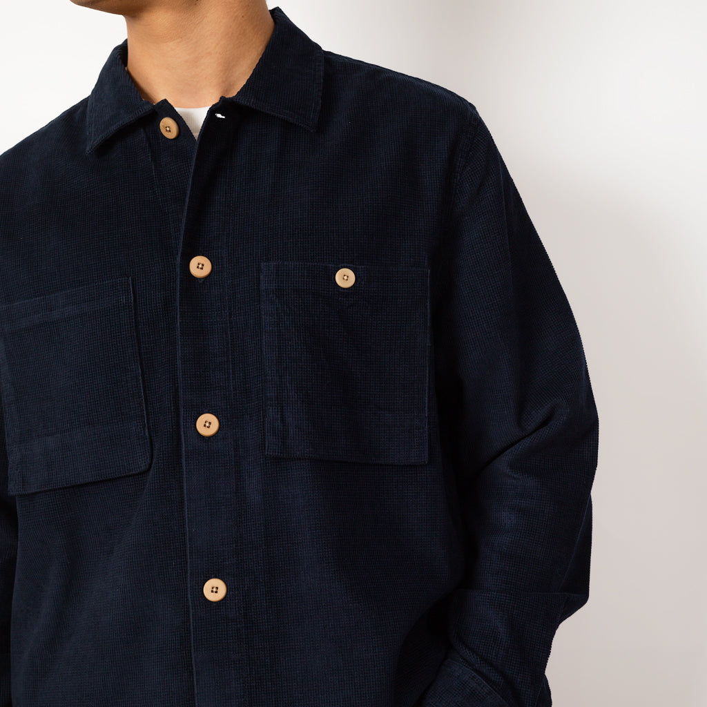 Patch Overshirt - Indigo Blue Microcheck Cord