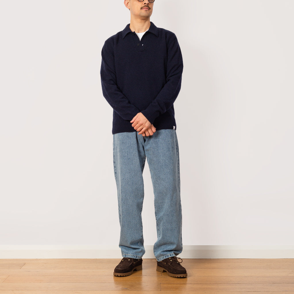 Standard Merino Lambswool Polo - Dark Navy