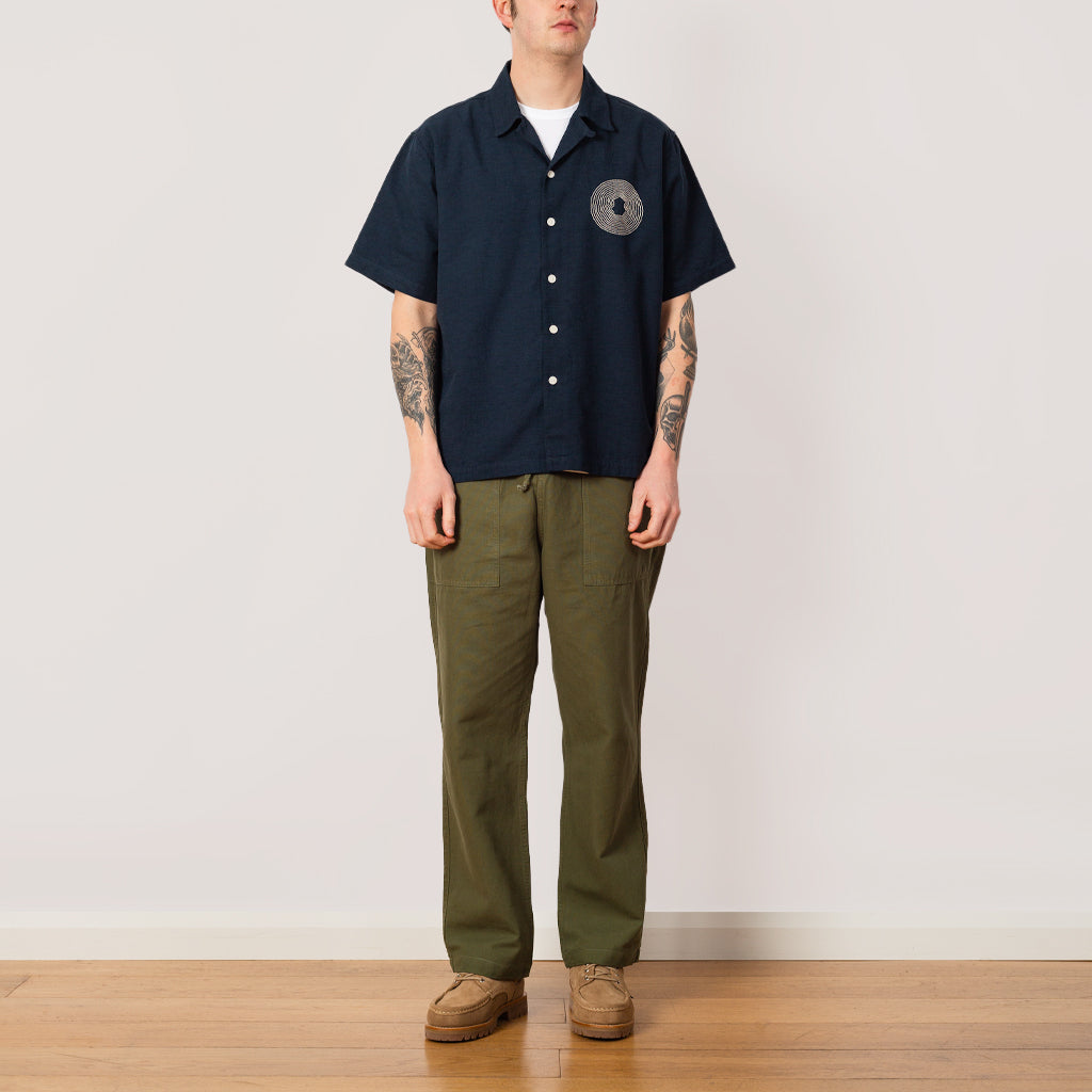 Relaxed Soft Collar Shirt - Navy Seersucker