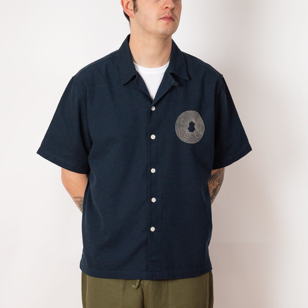 Relaxed Soft Collar Shirt - Navy Seersucker