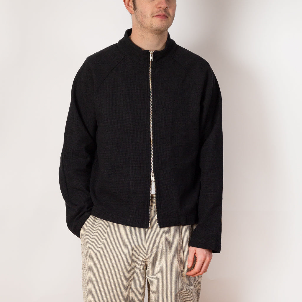 Leisure Woven Zip Up - Black