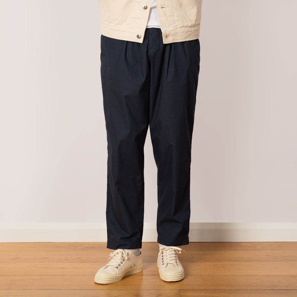 Recycled Poly Tech Pleated Track Pant - Navy