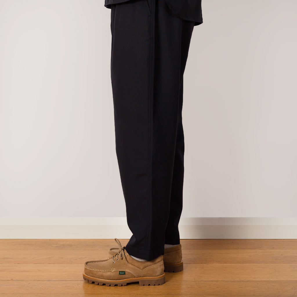 Pleated Track Pant - Navy Tropical Wool