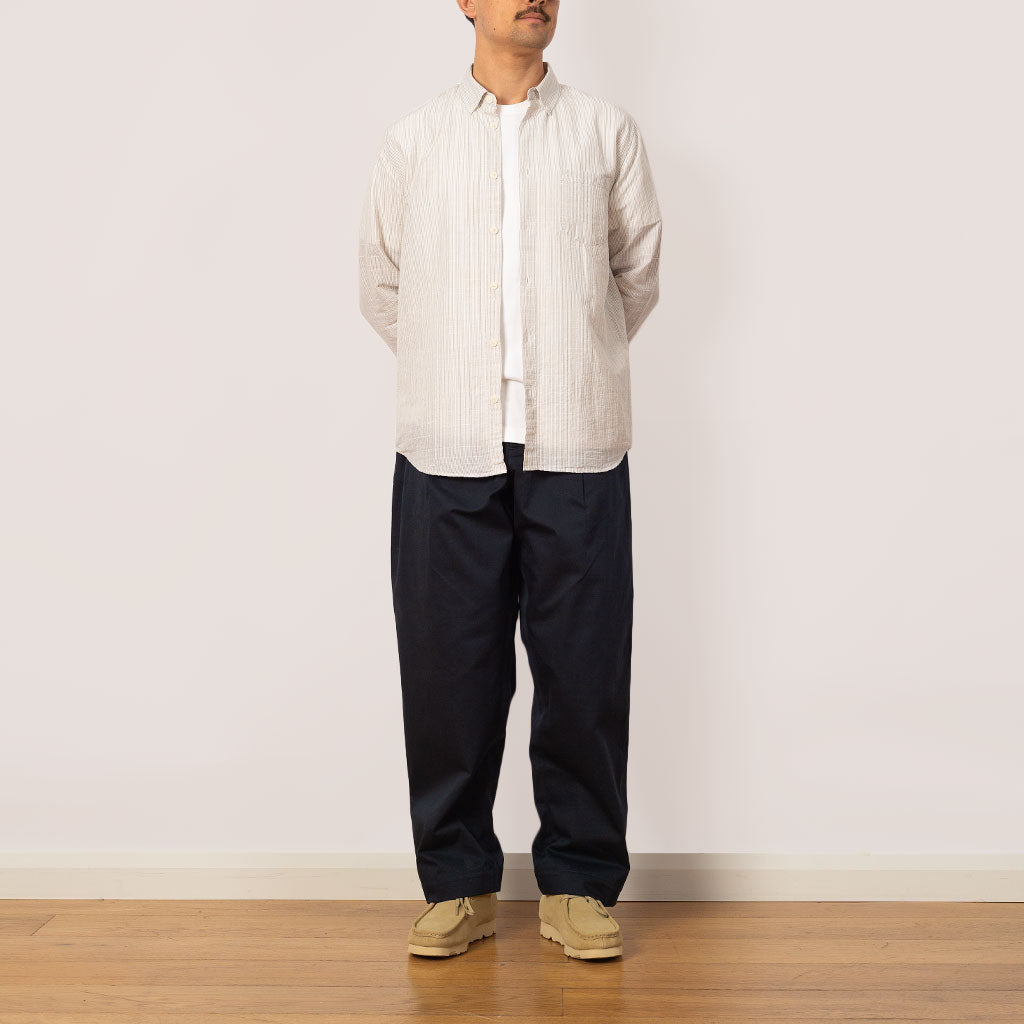 Relaxed Fit Shirt - Sage Microstripe Slub