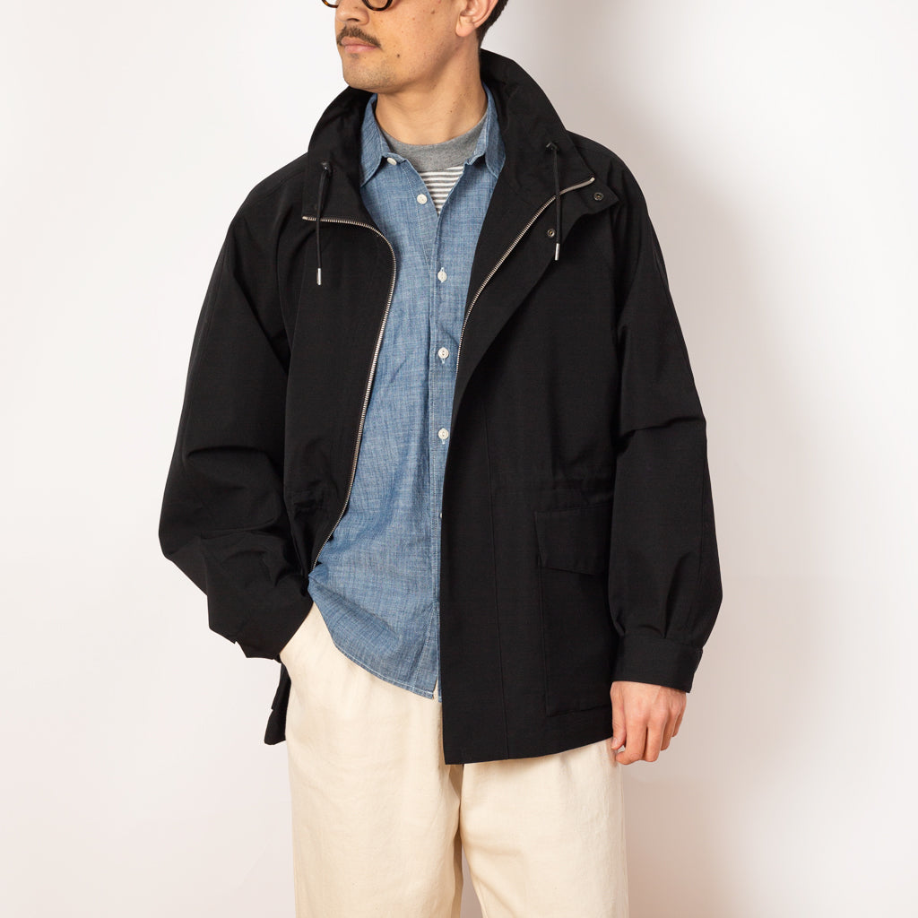 High Neck Zip Blouson - Black