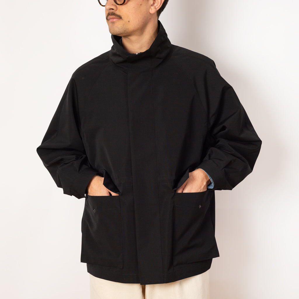 High Neck Zip Blouson - Black