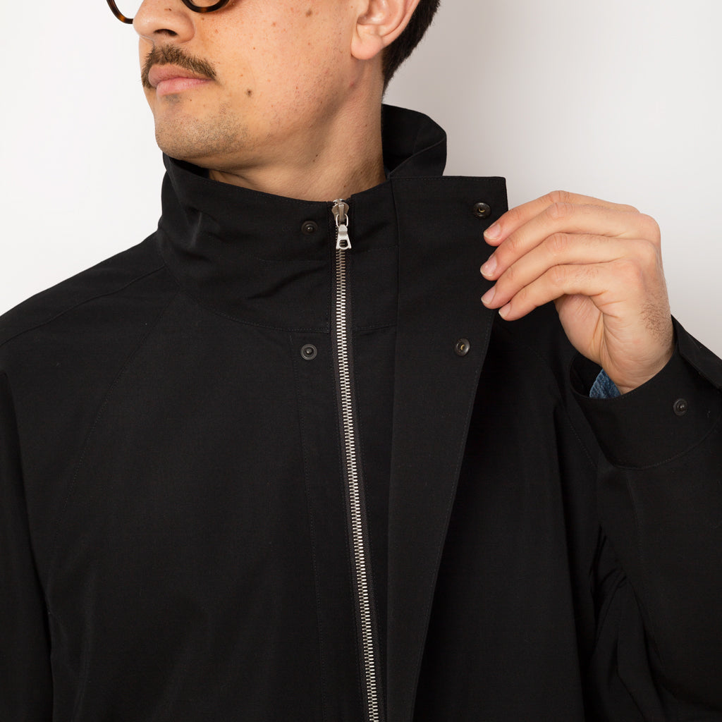 High Neck Zip Blouson - Black