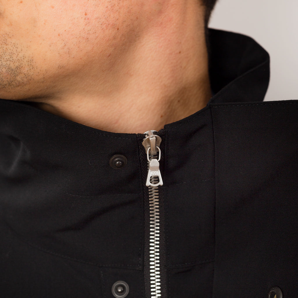 High Neck Zip Blouson - Black