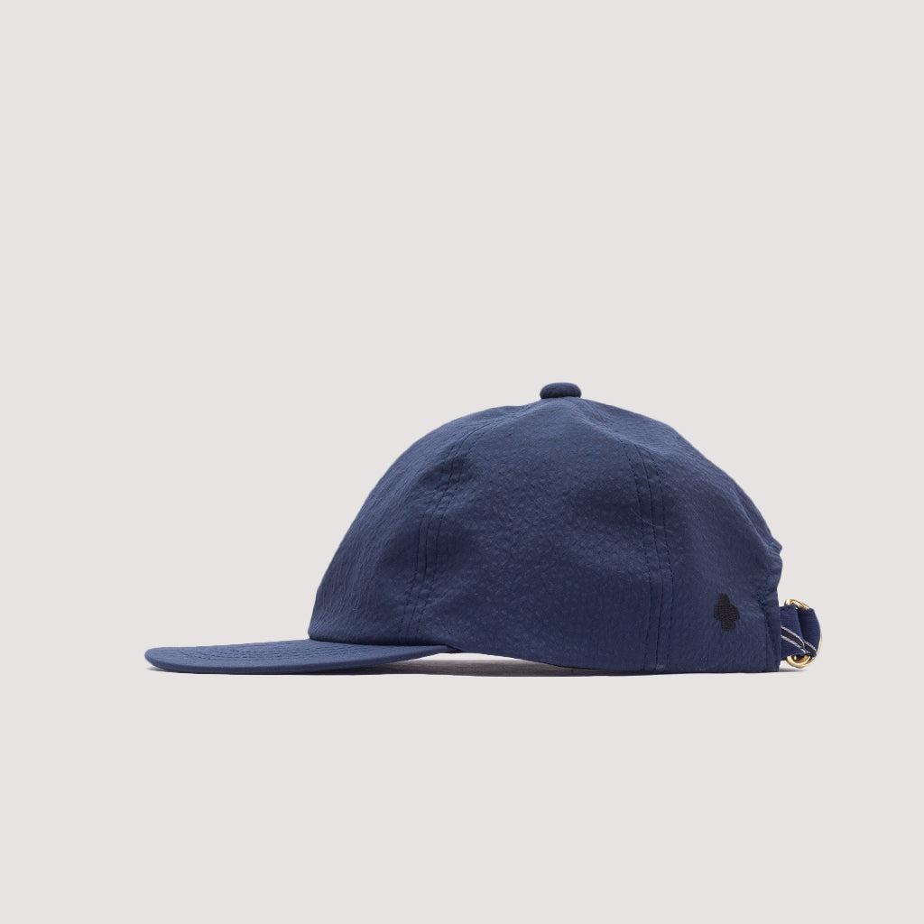 6 Panel Hat Seersucker - Navy