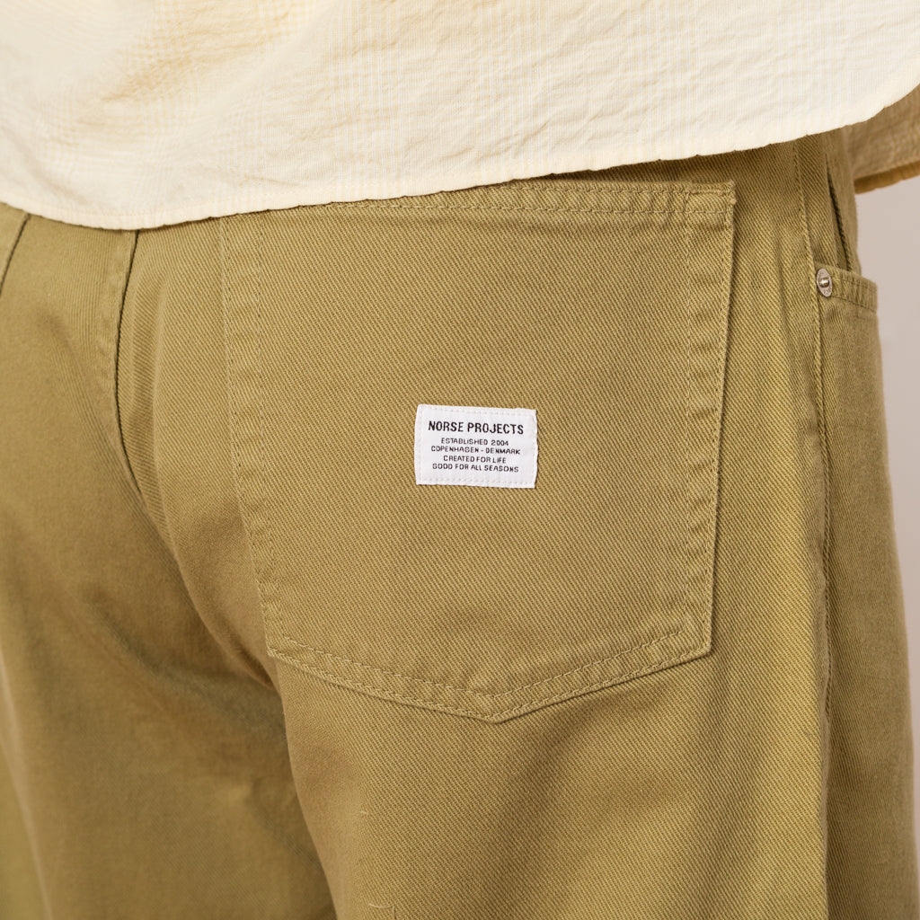 Mogens Relaxed 5 Pocket Heavy Twill Trousers - Moss Green