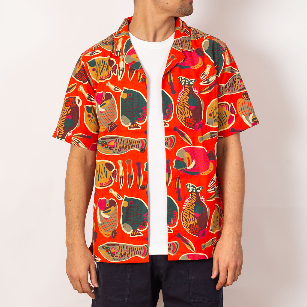 Tidal Threads Camp Shirt - Wrasse Pollinator Orange