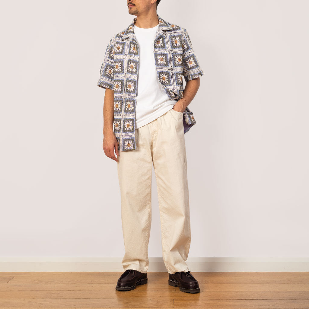 Tuck Belted Pants - Ecru