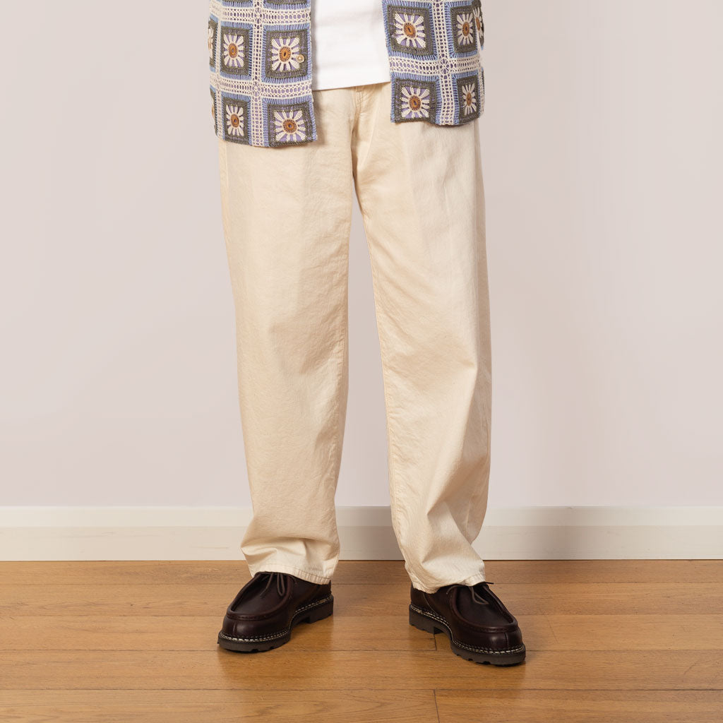 Tuck Belted Pants - Ecru