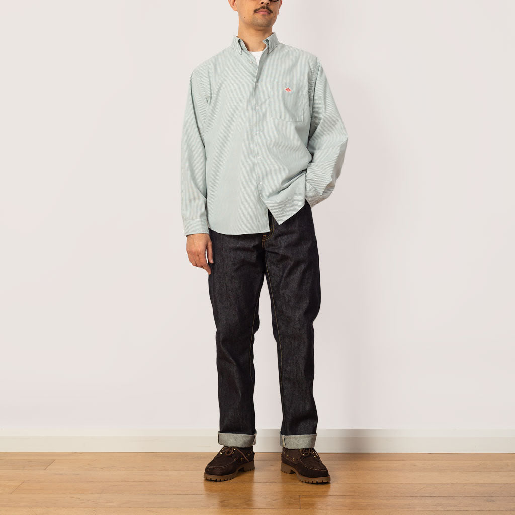 B.D. L/S Shirt - Green/White stripe