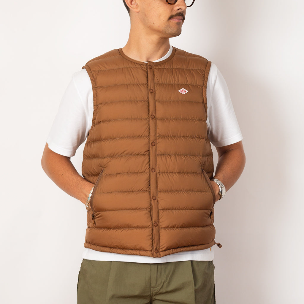 Inner Down Crewneck Vest - Light Brown