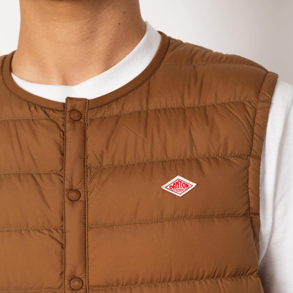 Inner Down Crewneck Vest - Light Brown