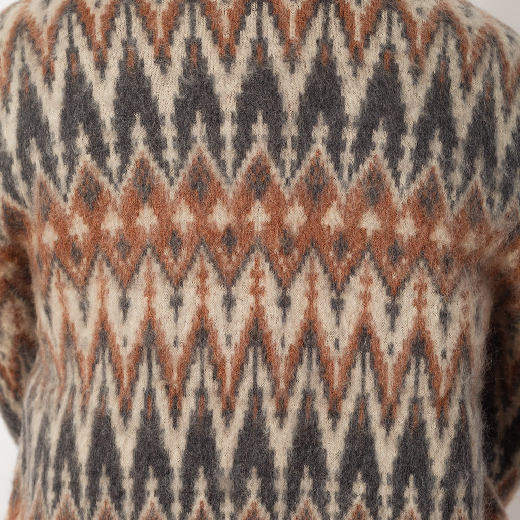 Double Jacquard Cardigan - Grey Chevron