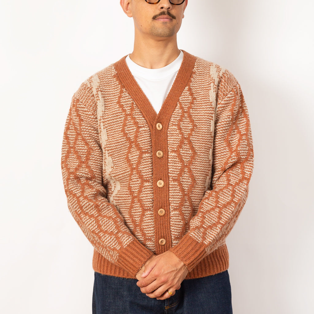 Heavy Cable Cardigan - Orange