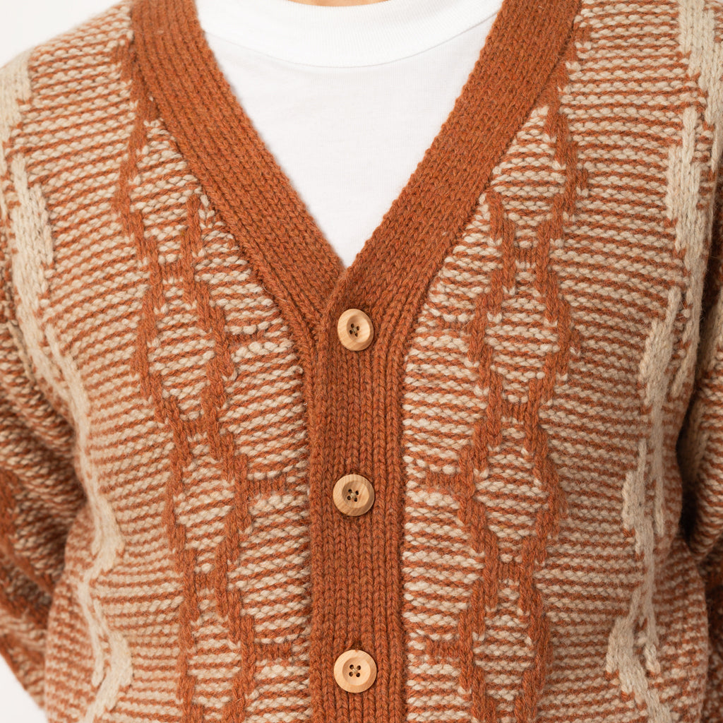 Heavy Cable Cardigan - Orange