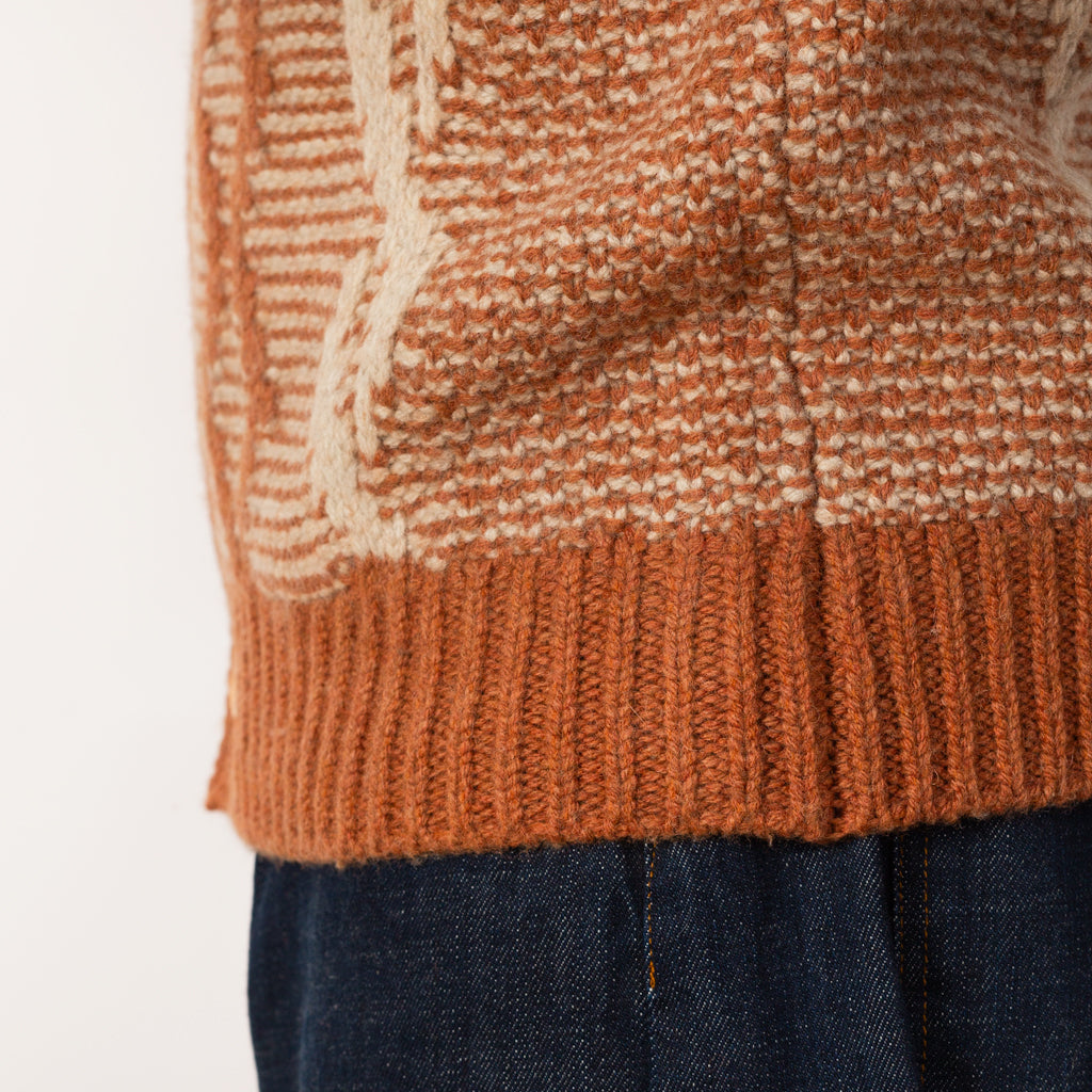 Heavy Cable Cardigan - Orange