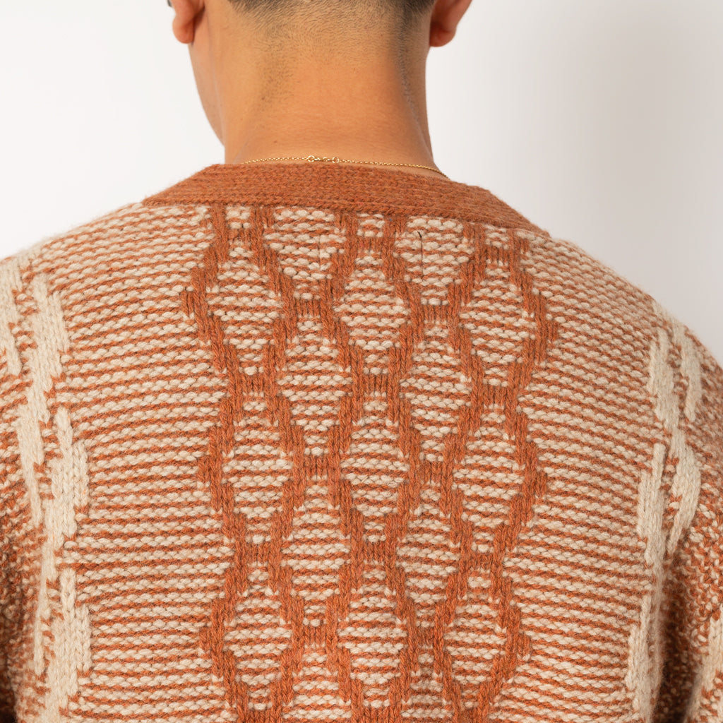 Heavy Cable Cardigan - Orange