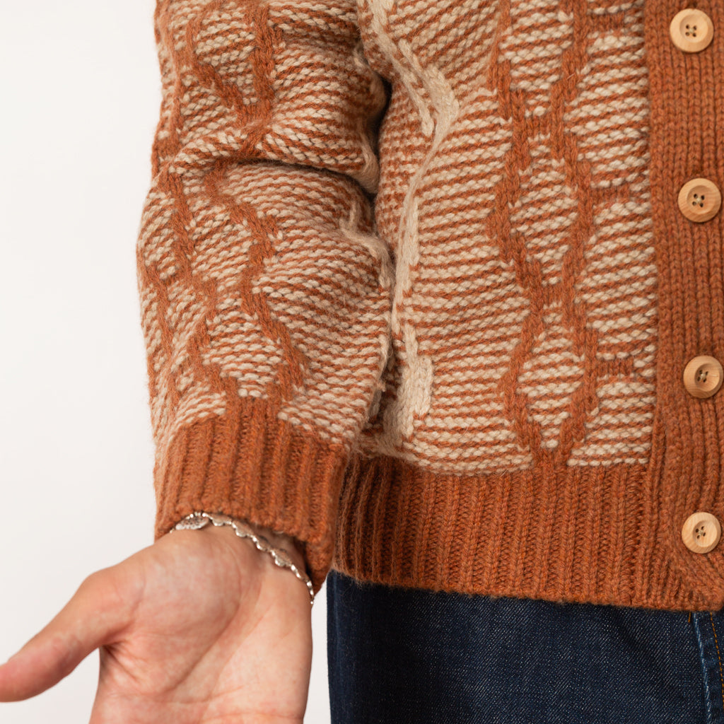 Heavy Cable Cardigan - Orange