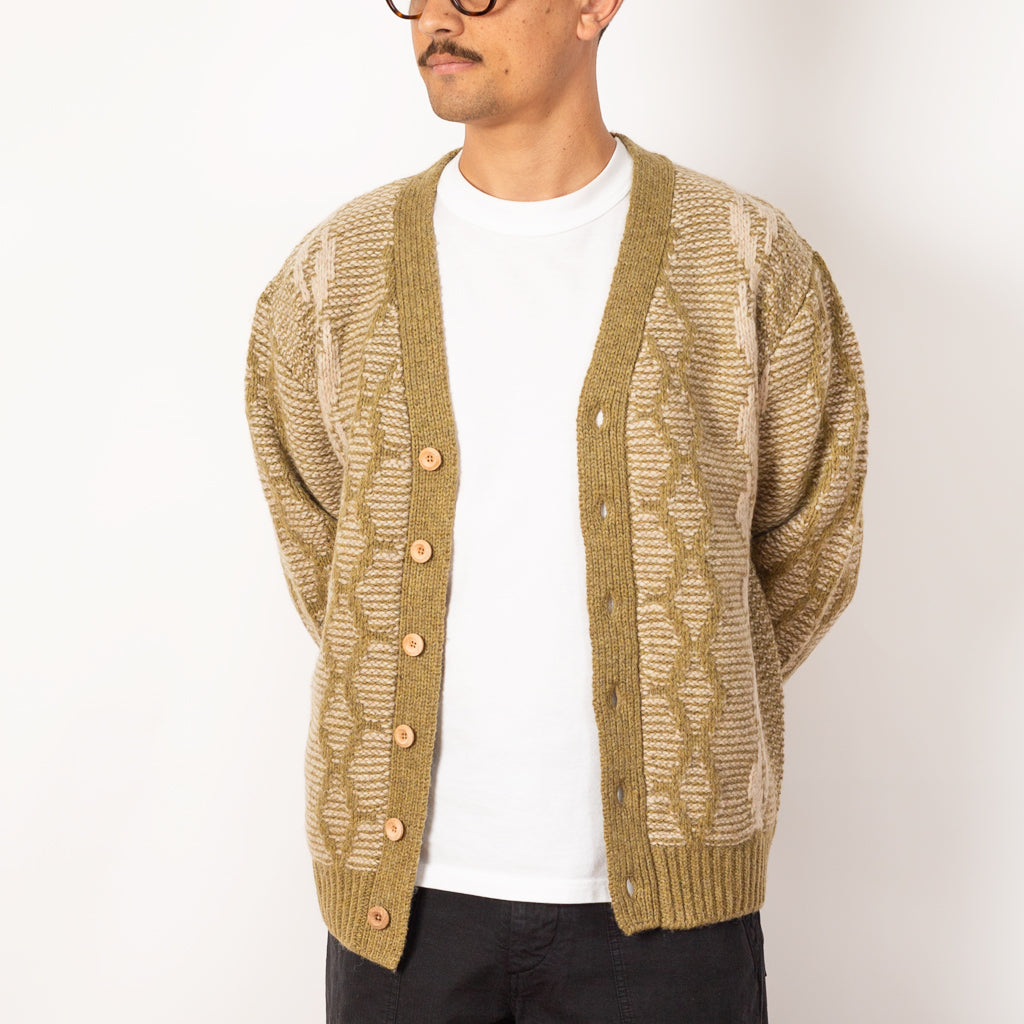 Heavy Cable Cardigan - Olive