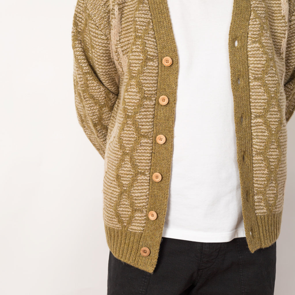 Heavy Cable Cardigan - Olive